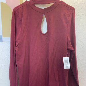 Torrid Zinfandel Long Sleeve Keyhole Mock Neck Top – Size 2X (18/20)